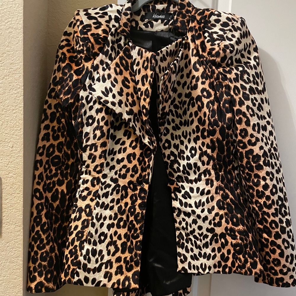Velvet Leopard Peplum Jacket